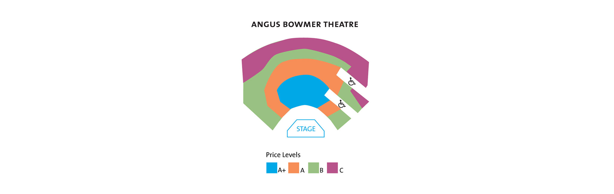 Angus Bowmer Theatre seating chart.